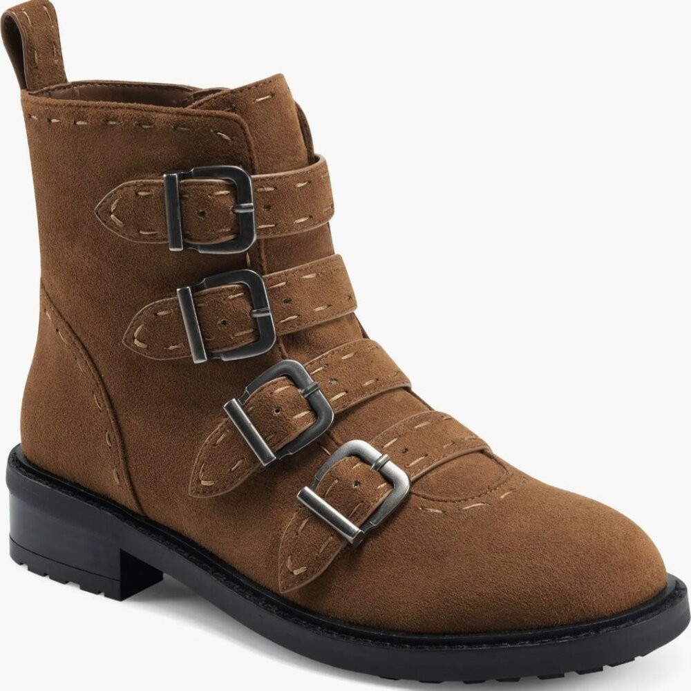 NWT Aerosoles Size 7M Tan Faux Suede Arezzo Buckle Bootie